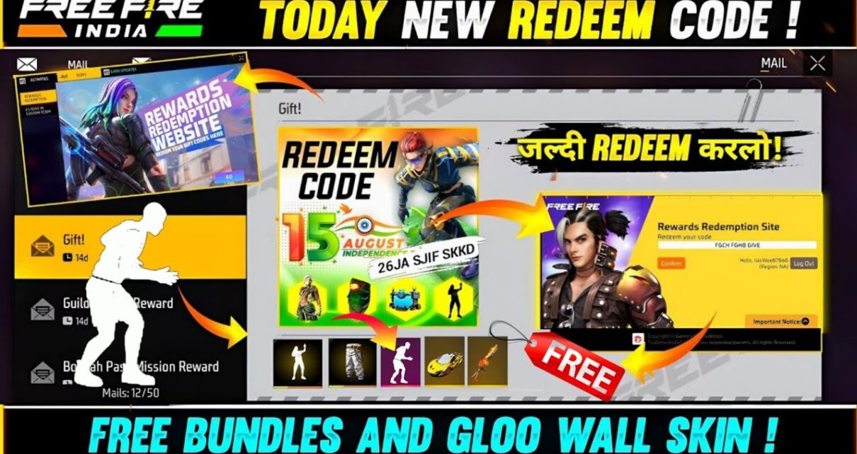 Breaking News Free Fire Today Redeem Code Claim Now: आ गया फ्री फायर का नया रिडीम कोड अब मिलेंगे अगस्त के महीने में ये आइटम्स।