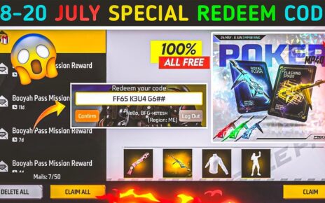 Free Fire Max Redeem Code Today Apply Now: 18-20 जुलाई 2024 का धांसू कोड लूट लो, क्लेम करने पर मिलेंगे अनेकों गेमिंग आइटम्स