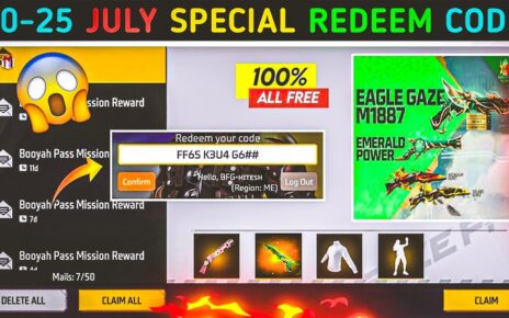 Garena Free Fire MAX Redeem Codes for July 20:100% वर्किंग फ्री फायर रिडीम कोड