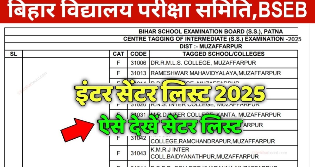 Bihar Board 10th 12th Exam Center List 2025: बिहार बोर्ड मैट्रिक इंटर सेंटर लिस्ट अभी-अभी जारी इस लिंक से देखें सेंटर लिस्ट