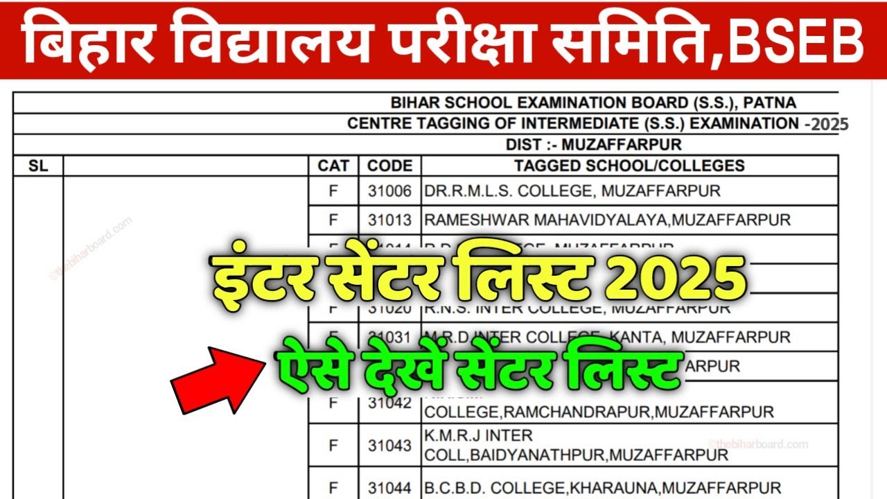 Bihar Board 10th 12th Exam Center List 2025: बिहार बोर्ड मैट्रिक इंटर सेंटर लिस्ट अभी-अभी जारी इस लिंक से देखें सेंटर लिस्ट