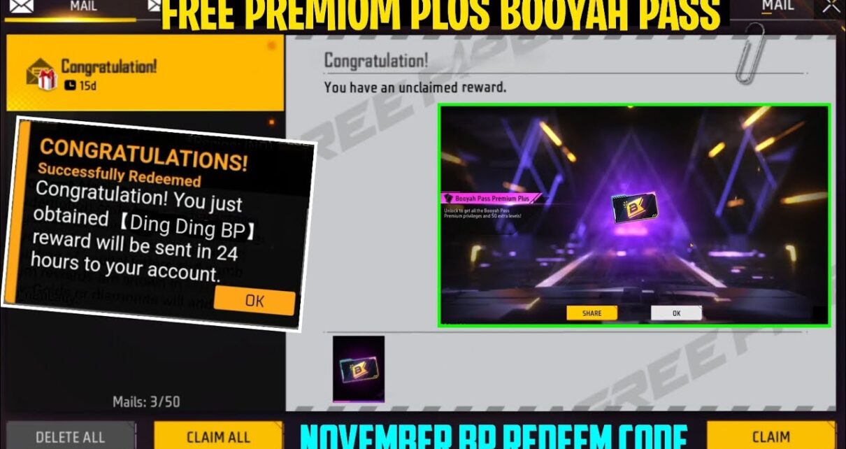 Today Free Fire New Redeem Code Active:लूट लो आज का Free Fire Max Redem Code 100 % Active Code, 7-9 November 2024